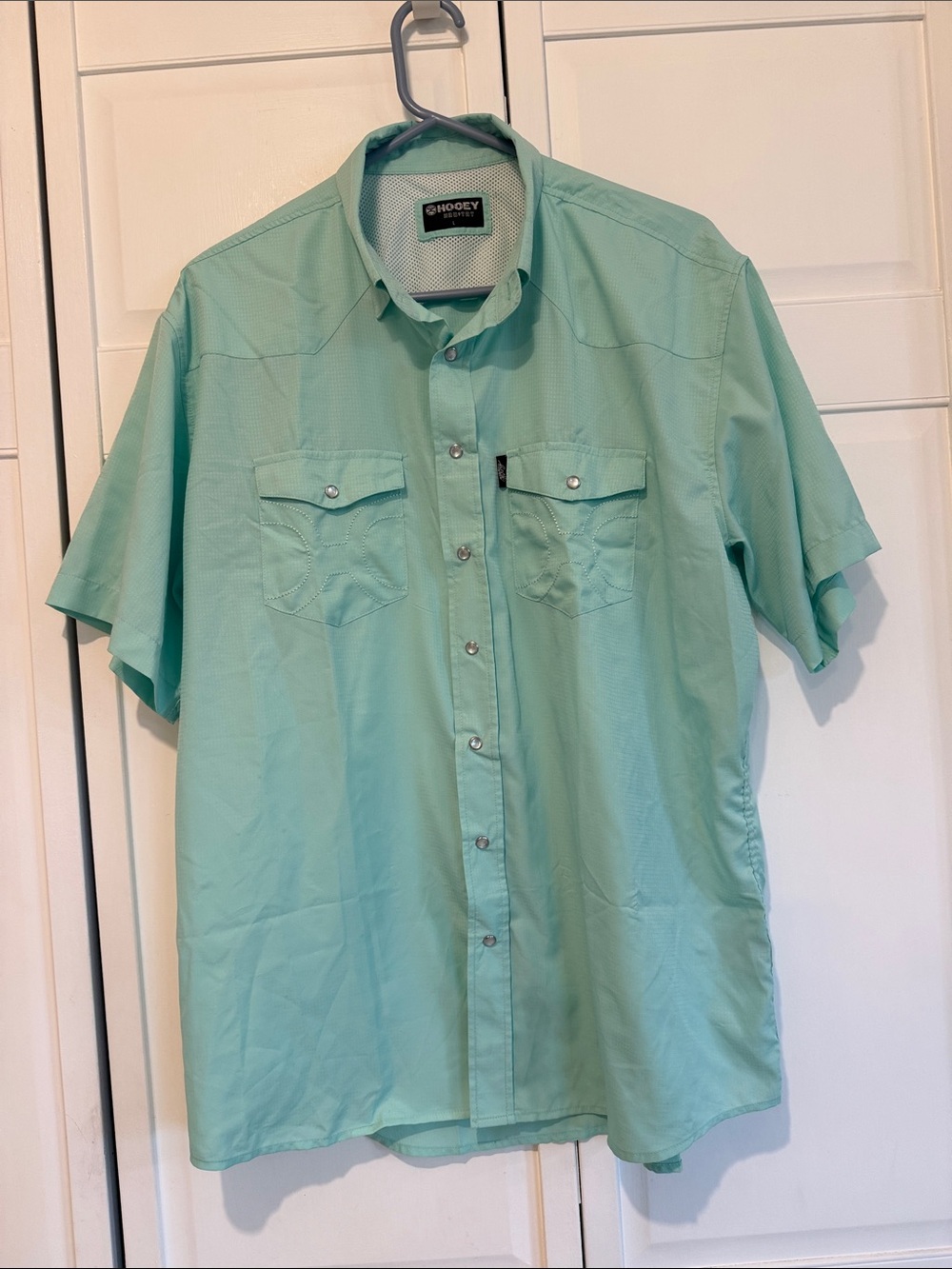 Hooey habitat Men's Short-Sleeve Button-Down Shirt in Mint Green